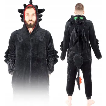 Dámský overall Pánské pyžamo Kostým Overal černé XL polyester zvířecí motiv