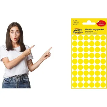 Samolepící etiketa Etikety Avery 3144 kolečka, průměr 12 mm, 270 ks, žluté