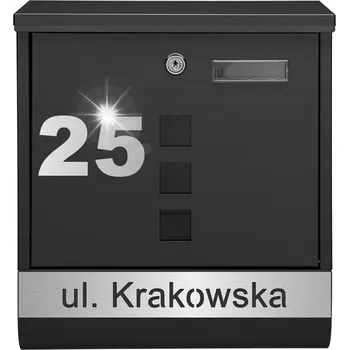 Poštovní schránka ČERNÁ POŠTOVNÍ SCHRÁNKA NA DOPISY + VZOR 1 STŘÍBRNÝ LAMINÁT