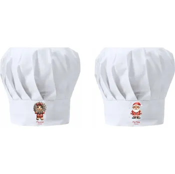 Čepice Vánoční kuchařská čepice x2 pro pár On - Můj Ježíšek, Ona - Moje Dárek