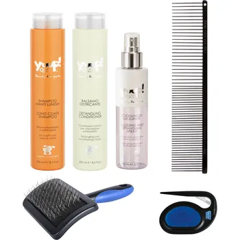 Kosmetika pro psa K-online Balíček DOMÁCÍ PÉČE pro dlouhou srst psů s prořezávačem