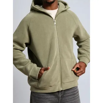 Pánská mikina Sinsay - Oversize mikina na zip s kapucí - zelená - 964EU-70X - 964EU-70X-3XL