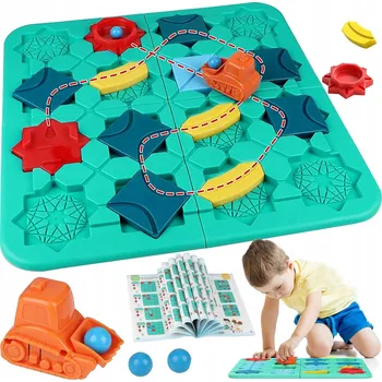 Hlavolam LOGICKÁ DESKOVÁ HRA SILNIČNÍ LABYRINT 24 DÍLKŮ KULIČKOVÁ DRÁHA PUZZLE VZDĚLÁVACÍ