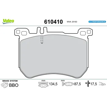 Brzdová destička Sada brzdových destiček, vždy 4 kusy v sadě VALEO 610410