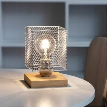 Lampička Norman Wood Stolní Lampa 1xE27 Max.25W Dub Olejovaný Kovové Stínidlo