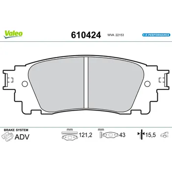 Brzdová destička Sada brzdových destiček, vždy 4 kusy v sadě VALEO 610424