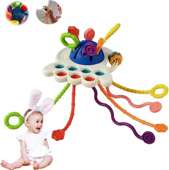 Hračka pro nejmenší SENZORICKÁ HRAČKA ŠŇŮRKY KOUSÁTKO MONTESSORI POP PRO MIMINKA CHRASTÍTKO