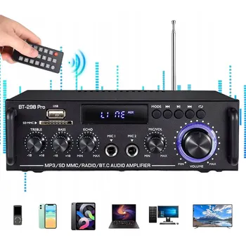 Hi-Fi komponenty STEREO ZESILOVAČ S BLUETOOTH 5.0, AUDIO ZESILOVAČ, PRO DOMÁCÍ POUŽITÍ, S mikrofonem