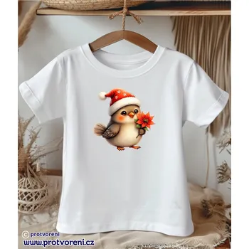 Chlapecké tričko Trička s potiskem Tričko s potiskem, dětské, PTÁČEK S ČEPICÍ A KYTIČKOU, 1 ks zvolte VELIKOST trička ZDE:: 7/8 let Beagle