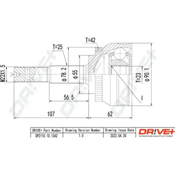 Poloosa kola Sada kloubů pro hnací hřídel Dr!ve+ DP2110.10.1342