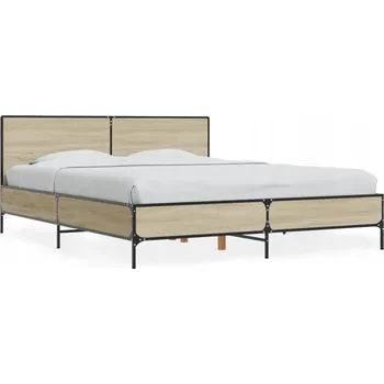 Postel Rám postele dub sonoma 203 x 163 x 80 cm s kovovými nohami