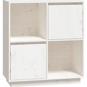 Komoda Boční skříňka z masivního borovicového dřeva, bílá, 74x35x80 cm