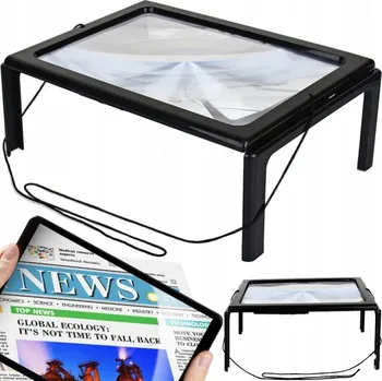 Černá lupa na čtení 5x s LED osvětlením pro seniory