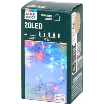Vánoce LED SVĚTÝLKA 20 žárovek BAREVNÁ malá girlanda VNITŘNÍ na malý stromeček VÁNOCE