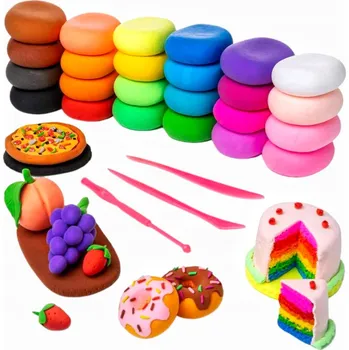 Modelovací hmota V2 PĚNOVÁ PLASTELÍNA MAGICKÁ MODELOVACÍ HMOTA BAREVNÁ POLYMEROVÁ SUPER CLAY 24 KS