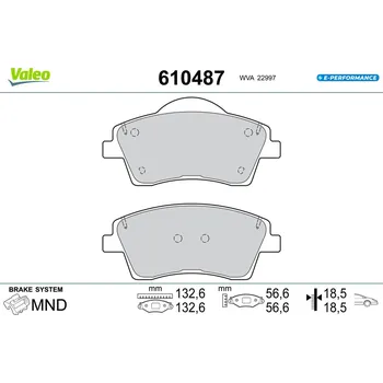 Brzdová destička Sada brzdových destiček, vždy 4 kusy v sadě VALEO 610487