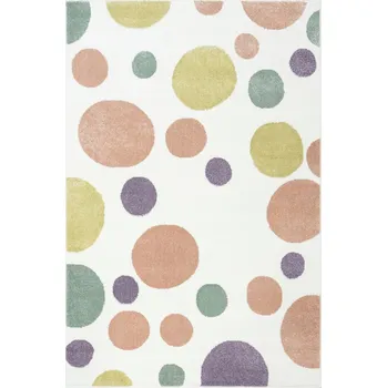 Koberec KOBEREC PRO DÍVKY KRÉMOVÝ RŮŽOVÝ S TEČKAMI MĚKKÝ BAREVNÝ DO POKOJE LIMA 160x230 cm