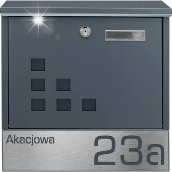 Poštovní schránka ANTRACITOVÁ POŠTOVNÍ SCHRÁNKA NA DOPISY SQUARE + GRAVÍROVÁNÍ ULICE A ČÍSLA DOMU
