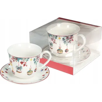 LIVELLO VÁNOČNÍ Šálek Porcelánový 400 ml JUMBO S Podšálkem 15,5cm BAŇKY