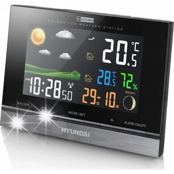 Meteostanice Meteostanice HYUNDAI WS2303 Barevný LCD Displej Předpověď Počasí Budík