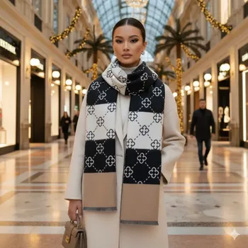 Rukavice Luxusní zimní monogramová šála (Dámská šála )