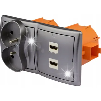 Elektrická zásuvka Nástěnná zásuvka 2x HDMI + napájení 230V (svorkovnice)