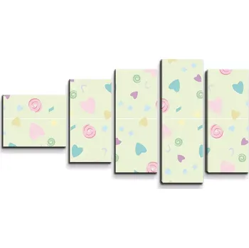 Obraz Sablio Obraz - 5-dílný Srdíčka a spirály - 100x60 cm