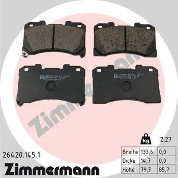 Brzdová destička Sada brzdových destiček, kotoučová brzda ZIMMERMANN 26420.145.1