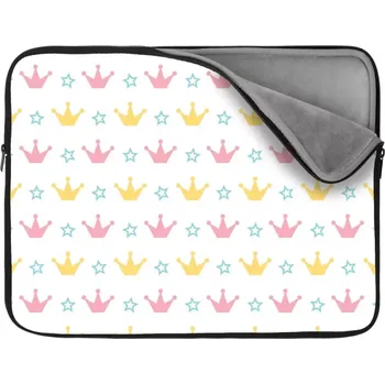 pouzdro na notebook Sablio Obal na notebook Růžové korunky na bílé - 13"