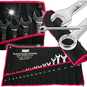 Klíč Velká sada klíčů očkoplochých 6-32 + podložka, 17 kusů, oboustranné