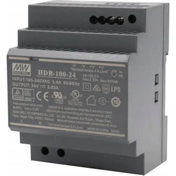 spínaný zdroj Napájecí zdroj na DIN lištu Mean Well HDR-100-24 100W 24V 3.83A