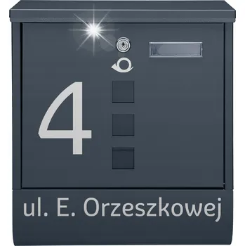 Poštovní schránka ANTRACITOVÁ POŠTOVNÍ SCHRÁNKA S TUBOU + VZOR A NÁPIS