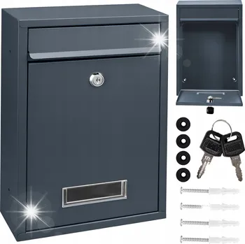 Poštovní schránka POŠTOVNÍ SCHRÁNKA NA DOPISY, POŠTU, NOVINY, LETÁKY S OKÉNKEM - KOMPAKTNÍ ANTRACIT