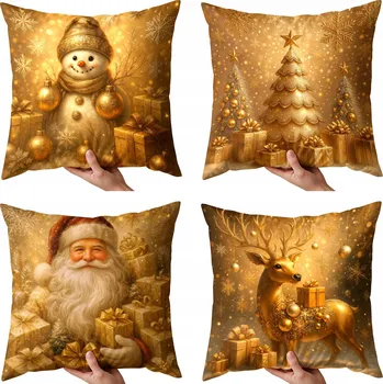 Povlak na polštářek 4 x Vánoční povlak na polštář Vánoce dekorativní polštář 40x40 dárek