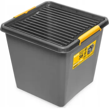 Úložný box Krabička Orplast šedý s víkem 36 l