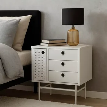 Noční stolek TEULAT Punto noční stolek – Bílý lakovaný