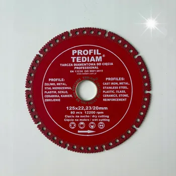 Řezný kotouč DIAMANTOVÝ KOTOUČ PRO ŘEZÁNÍ PROFILŮ 125x22,23 litiny, kovu, skla a výztuže