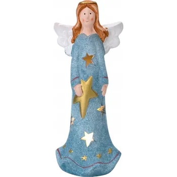 Obraz Ozdobná figurka svítící Andílek modrý 19,5 cm