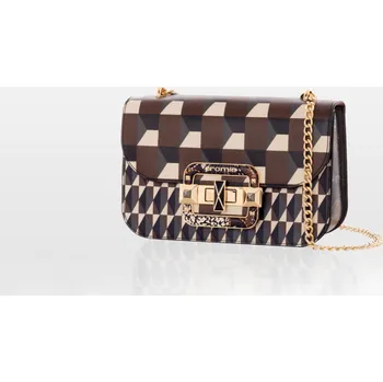 Kabelka CROMIA IT DECO kožená kabelka – mandlová-hnědá, geometrický vzor