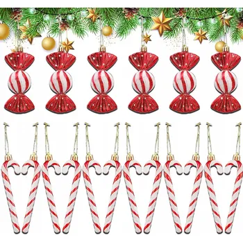 Vánoční dekorace CUKROVÉ HŮLKY SADA 18 KS NA VÁNOČNÍ STROMEČEK OZDOBA DEKORACE