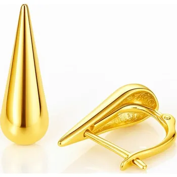 Náušnice Flamenco Mystique Náušnice z nerezové oceli pokovené 14k zlatem ve tvaru slzy KST3502