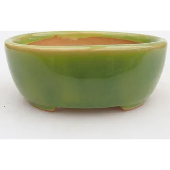 Květináč Keramická bonsai miska 9,5 x 7,5 x 3,5 cm zelená