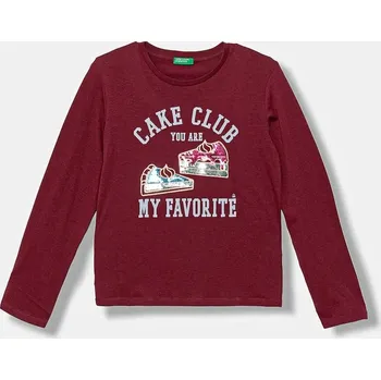 Dětské bavlněné tričko s dlouhým rukávem United Colors of Benetton vínová barva, 3I1XC10QJ 3I1XC10QJ.G.seasonal 93X, vel. 150