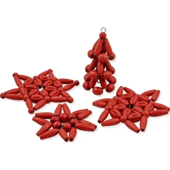 Vánoční ozdoba Červené ozdoby na stromeček – sada 12 ks