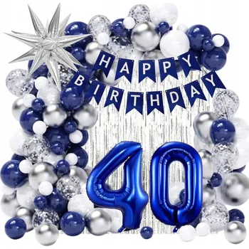 Balónek Sada balónků k 40. narozeninám stříbrno-granátová Balónková Girlanda Chromová stěna