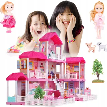 Domeček pro panenku SKLÁDACÍ DOMEČEK PRO PANENKY S MNOHA DOPLŇKY, DVĚ PRINCEZNY A NÁBYTEK
