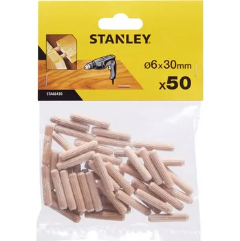 Vrták Dřevěný nábytkový kolík STANLEY 6 mm x 30 mm, 50 ks STA66430