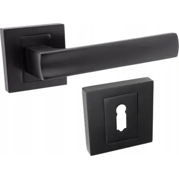 Dveřní kování KLIKA KE DVEŘÍM VNITŘNÍM ŠTÍTEK NA KLÍČ ČERNÁ MATNÁ