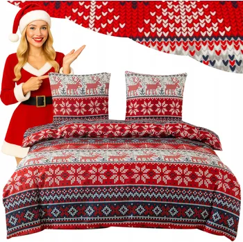 Povlečení Povlečení vánoční 140x200 červeno-grafitové, skandinávský vzor - svetřík