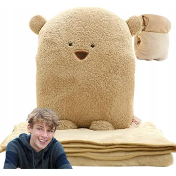 plyšák SET KOC MEDVÍDEK POLŠTÁŘ 2V1 PLYŠÁK VELKÝ CESTOVNÍ PLYŠÁK 3v1